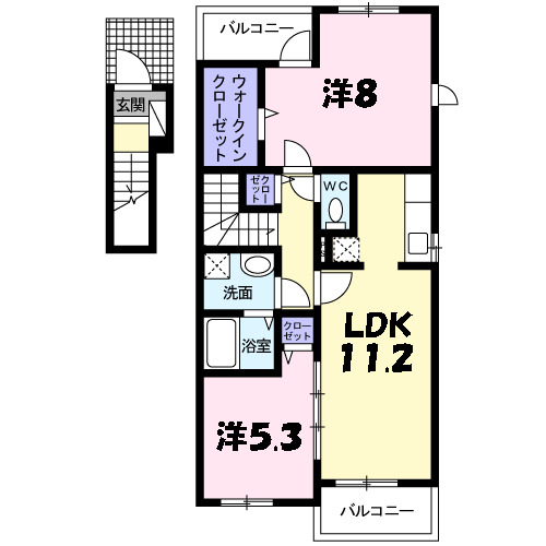 サンリットⅠ 201|神戸市北区山田町下谷上(神戸電鉄有馬線箕谷駅)のアパート間取 サンリットⅠ 201|神戸市北区山田町下谷上(神戸電鉄有馬線箕谷駅)のアパート間取