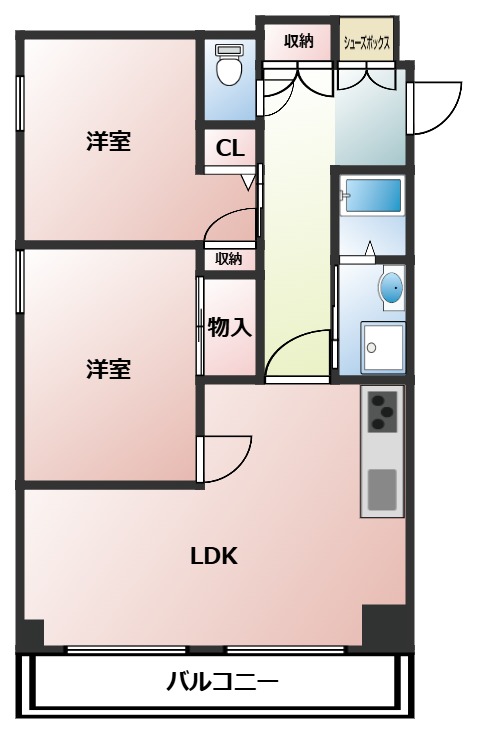 神戸市兵庫区下沢通の賃貸物件間取画像