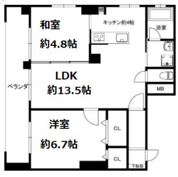 神戸市中央区野崎通の賃貸物件間取画像