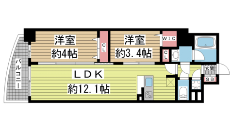 神戸市中央区中町通の賃貸物件間取画像