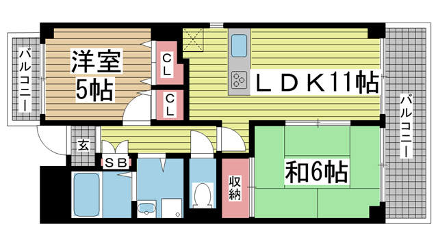 神戸市灘区中郷町の賃貸物件間取画像