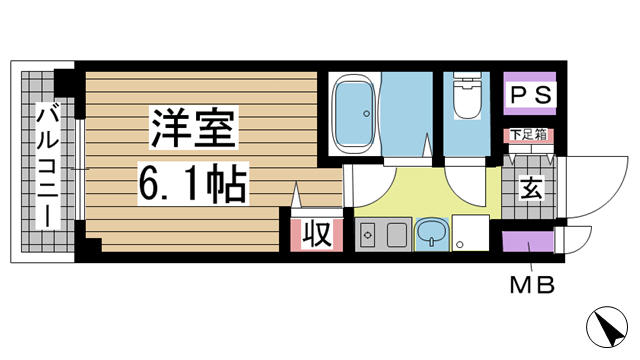 エステムコート神戸西Ⅱ 404|神戸市兵庫区駅南通(JR山陽本線兵庫駅)のマンション間取 エステムコート神戸西Ⅱ 404|神戸市兵庫区駅南通(JR山陽本線兵庫駅)のマンション間取