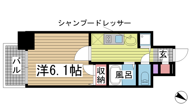 プレサンス三宮ルミネス 201|神戸市中央区琴ノ緒町(JR東海道本線(近畿)三ノ宮駅)のマンション間取 プレサンス三宮ルミネス 201|神戸市中央区琴ノ緒町(JR東海道本線(近畿)三ノ宮駅)のマンション間取