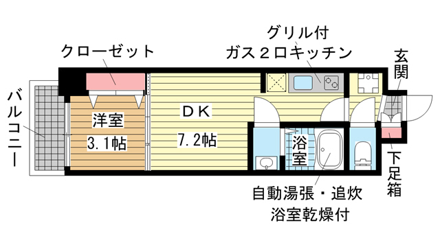 アドバンス神戸レイソレ 511|神戸市兵庫区浜崎通(JR山陽本線兵庫駅)のマンション間取 アドバンス神戸レイソレ 511|神戸市兵庫区浜崎通(JR山陽本線兵庫駅)のマンション間取