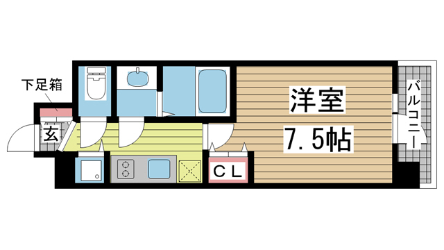 アドバンス三宮グルーブ 705|神戸市中央区東雲通(阪急神戸線春日野道駅)のマンション間取 アドバンス三宮グルーブ 705|神戸市中央区東雲通(阪急神戸線春日野道駅)のマンション間取