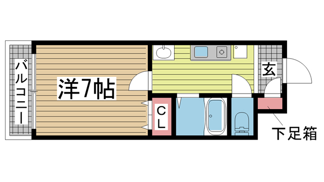 アンピエスK 202|神戸市長田区西代通(山陽電鉄線西代駅)のマンション間取 アンピエスK 202|神戸市長田区西代通(山陽電鉄線西代駅)のマンション間取