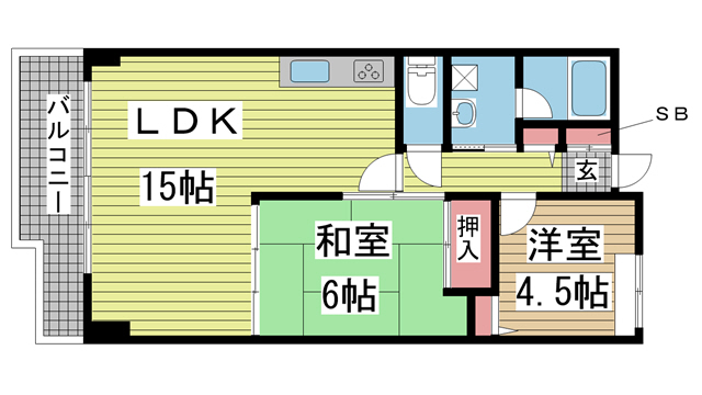 神戸市東灘区西岡本の賃貸物件間取画像