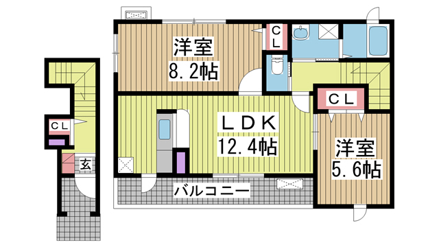 神戸市垂水区下畑町の賃貸物件間取画像