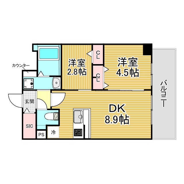 ファーストフィオーレ東灘 206|神戸市東灘区青木(阪神本線青木駅)のマンション間取 ファーストフィオーレ東灘 206|神戸市東灘区青木(阪神本線青木駅)のマンション間取