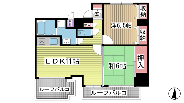 神戸市中央区浜辺通の賃貸物件間取画像