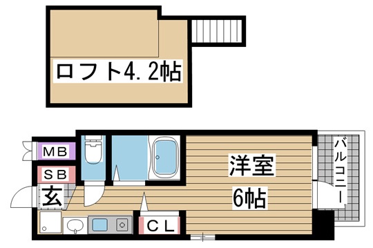 神戸市中央区琴ノ緒町の賃貸物件間取画像
