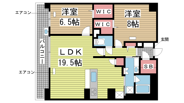 神戸市東灘区西岡本の賃貸物件間取画像