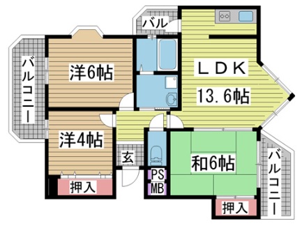 神戸市須磨区行幸町の賃貸物件間取画像
