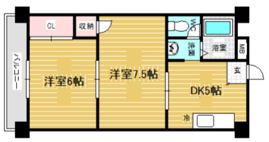 神戸市東灘区御影中町の賃貸物件間取画像