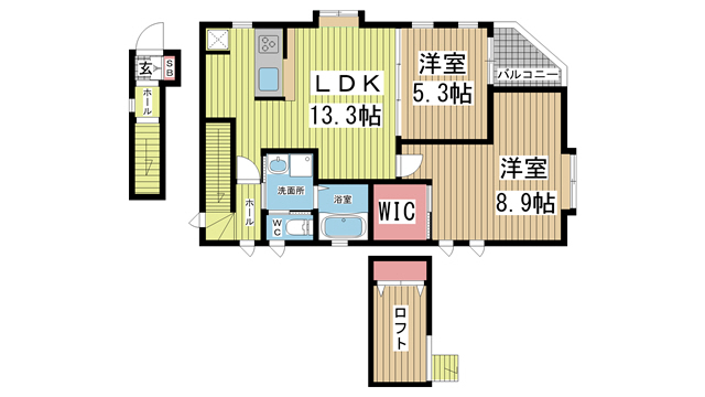 神戸市東灘区御影郡家の賃貸物件間取画像