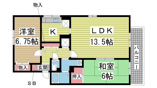 神戸市須磨区大手町の賃貸物件間取画像