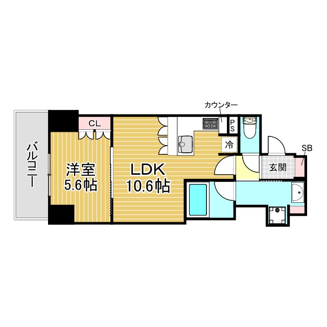 リーガル神戸三宮Ⅱ 1503|神戸市中央区八幡通(JR東海道本線(近畿)三ノ宮駅)のマンション間取 リーガル神戸三宮Ⅱ 1503|神戸市中央区八幡通(JR東海道本線(近畿)三ノ宮駅)のマンション間取