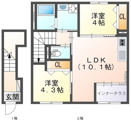 神戸市東灘区西岡本の賃貸物件間取画像