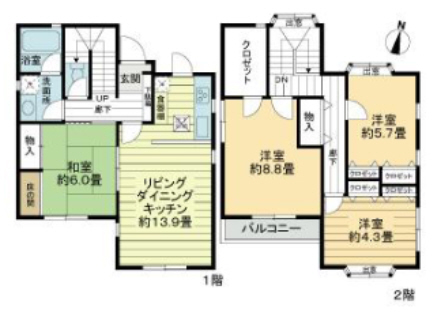 神戸市須磨区須磨本町の賃貸物件間取画像
