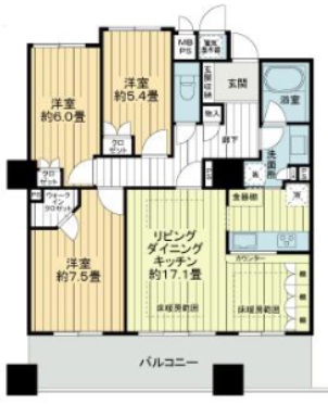 神戸市中央区伊藤町の賃貸物件間取画像