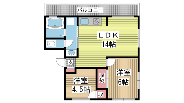 神戸市中央区山本通の賃貸物件間取画像