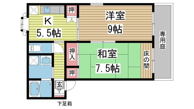 シャルマン岩屋 102|神戸市灘区岩屋北町(JR東海道本線(近畿)灘駅)のアパート間取 シャルマン岩屋 102|神戸市灘区岩屋北町(JR東海道本線(近畿)灘駅)のアパート間取