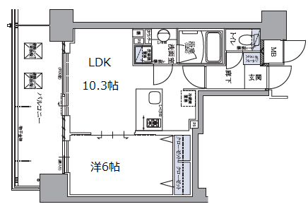 アプリーレ神戸元町 1407|神戸市中央区下山手通(JR東海道本線(近畿)元町駅)のマンション間取 アプリーレ神戸元町 1407|神戸市中央区下山手通(JR東海道本線(近畿)元町駅)のマンション間取