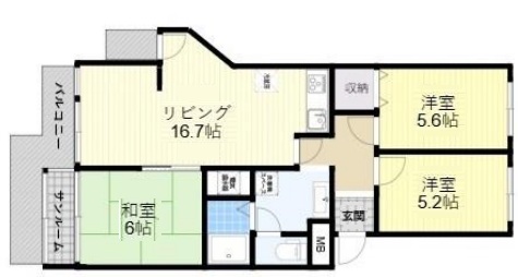 神戸市中央区港島中町の賃貸物件間取画像