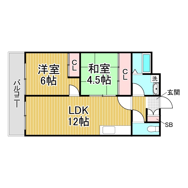 神戸市東灘区魚崎北町の賃貸物件間取画像