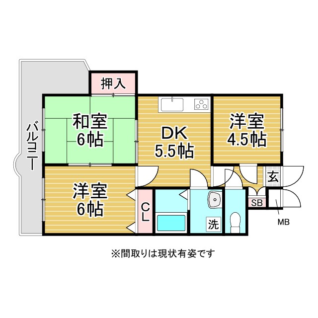神戸市須磨区大手の賃貸物件間取画像
