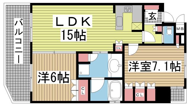 神戸市中央区海岸通の賃貸物件間取画像