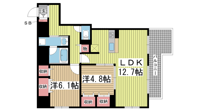 神戸市中央区磯辺通の賃貸物件間取画像