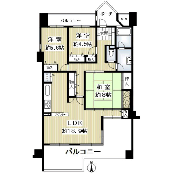 エルタウン学園Ⅵ 513|神戸市西区学園東町(神戸市営地下鉄線学園都市駅)のマンション間取 エルタウン学園Ⅵ 513|神戸市西区学園東町(神戸市営地下鉄線学園都市駅)のマンション間取