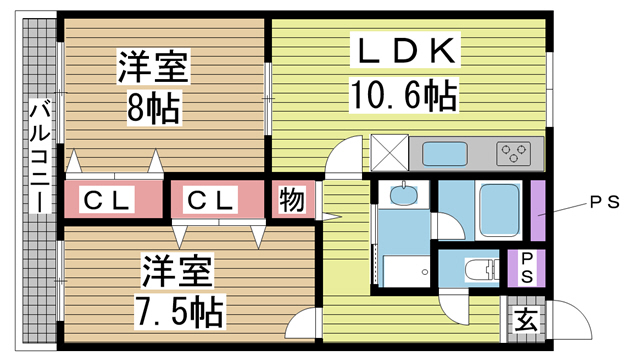 ハイツ西町 103|神戸市北区鈴蘭台西町(神戸電鉄粟生線鈴蘭台西口駅)のマンション間取 ハイツ西町 103|神戸市北区鈴蘭台西町(神戸電鉄粟生線鈴蘭台西口駅)のマンション間取