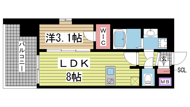 ArtizA王子公園D.C. 608|神戸市灘区水道筋(JR東海道本線(近畿)摩耶駅)のマンション間取 ArtizA王子公園D.C. 608|神戸市灘区水道筋(JR東海道本線(近畿)摩耶駅)のマンション間取