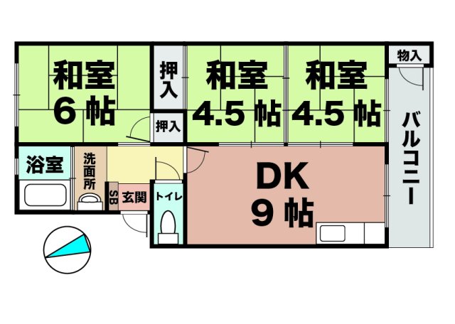 垂水農住7号棟 203|神戸市垂水区福田(JR山陽本線垂水駅)のマンション間取 垂水農住7号棟 203|神戸市垂水区福田(JR山陽本線垂水駅)のマンション間取