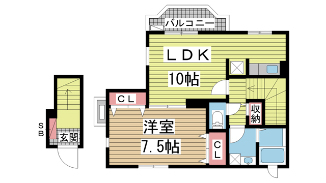 プチメゾン山手 201|神戸市兵庫区五宮町(JR東海道本線(近畿)神戸駅)のアパート間取 プチメゾン山手 201|神戸市兵庫区五宮町(JR東海道本線(近畿)神戸駅)のアパート間取
