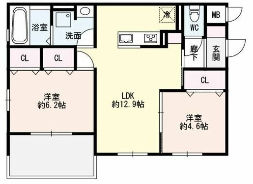 ブル・マリーノ衣掛 101|神戸市須磨区衣掛町(JR山陽本線須磨海浜公園駅)のアパート間取 ブル・マリーノ衣掛 101|神戸市須磨区衣掛町(JR山陽本線須磨海浜公園駅)のアパート間取