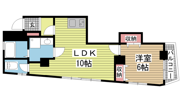 ド・エール王子 3A|神戸市灘区王子町(JR東海道本線(近畿)灘駅)のマンション間取 ド・エール王子 3A|神戸市灘区王子町(JR東海道本線(近畿)灘駅)のマンション間取