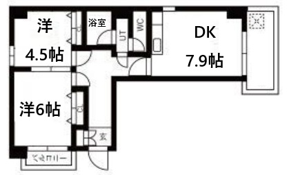リゾーム灘 401|神戸市灘区岩屋北町(阪神本線岩屋駅)のマンション間取 リゾーム灘 401|神戸市灘区岩屋北町(阪神本線岩屋駅)のマンション間取
