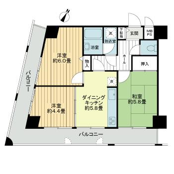 ライオンズマンション三宮フラワーロード 0502|神戸市中央区磯辺通(JR東海道本線(近畿)三ノ宮駅)のマンション間取 ライオンズマンション三宮フラワーロード 0502|神戸市中央区磯辺通(JR東海道本線(近畿)三ノ宮駅)のマンション間取