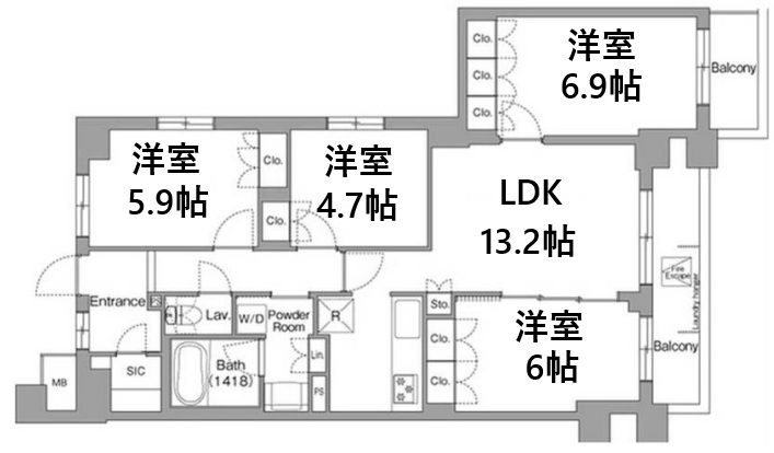 神戸市東灘区住吉本町の賃貸物件間取画像