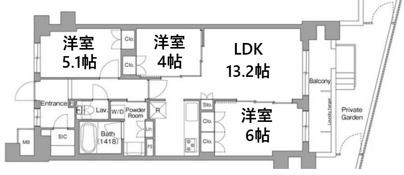 神戸市東灘区住吉本町の賃貸物件間取画像