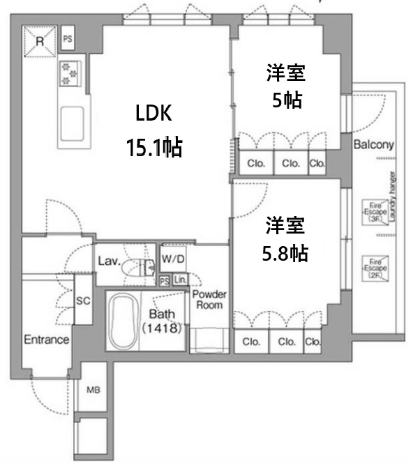 神戸市東灘区住吉本町の賃貸物件間取画像