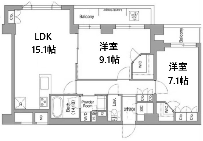 神戸市東灘区住吉本町の賃貸物件間取画像
