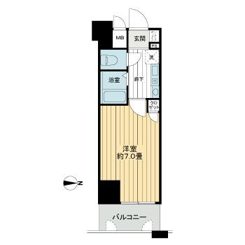 エステムコート新神戸エリタージュ 1011|神戸市中央区生田町(神戸市営地下鉄線新神戸駅)のマンション間取 エステムコート新神戸エリタージュ 1011|神戸市中央区生田町(神戸市営地下鉄線新神戸駅)のマンション間取