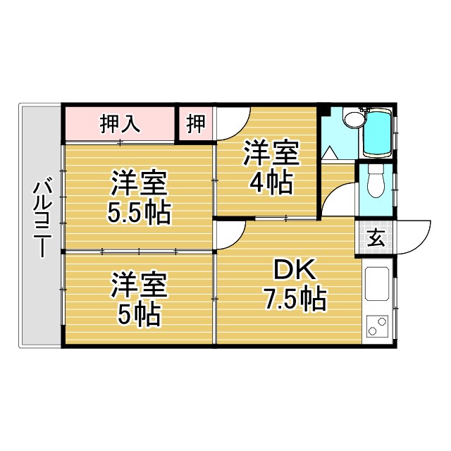 神戸市北区鈴蘭台南町の賃貸物件間取画像