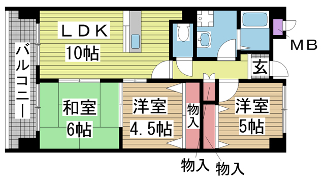 ホップス須磨 401|神戸市須磨区大田町(JR山陽本線鷹取駅)のマンション間取 ホップス須磨 401|神戸市須磨区大田町(JR山陽本線鷹取駅)のマンション間取