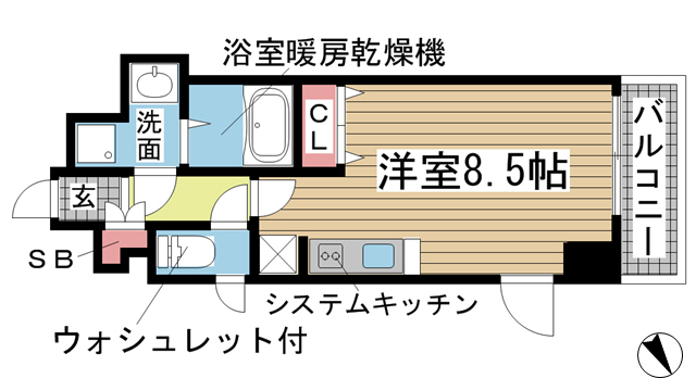 スワンズ新神戸ウィータ 401|神戸市中央区生田町(神戸市営地下鉄線新神戸駅)のマンション間取 スワンズ新神戸ウィータ 401|神戸市中央区生田町(神戸市営地下鉄線新神戸駅)のマンション間取