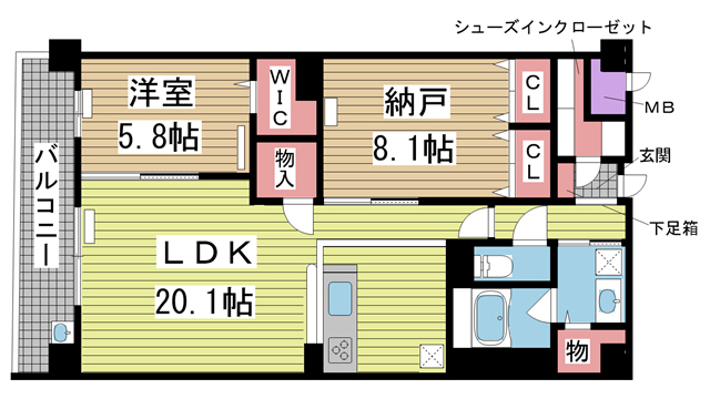 神戸市東灘区西岡本の賃貸物件間取画像